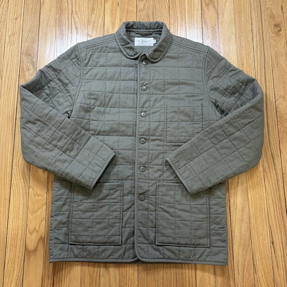 Alex Crane Mens Green Long Sleeve Quilted Kite Organic Cotton Barn Jacket Size M